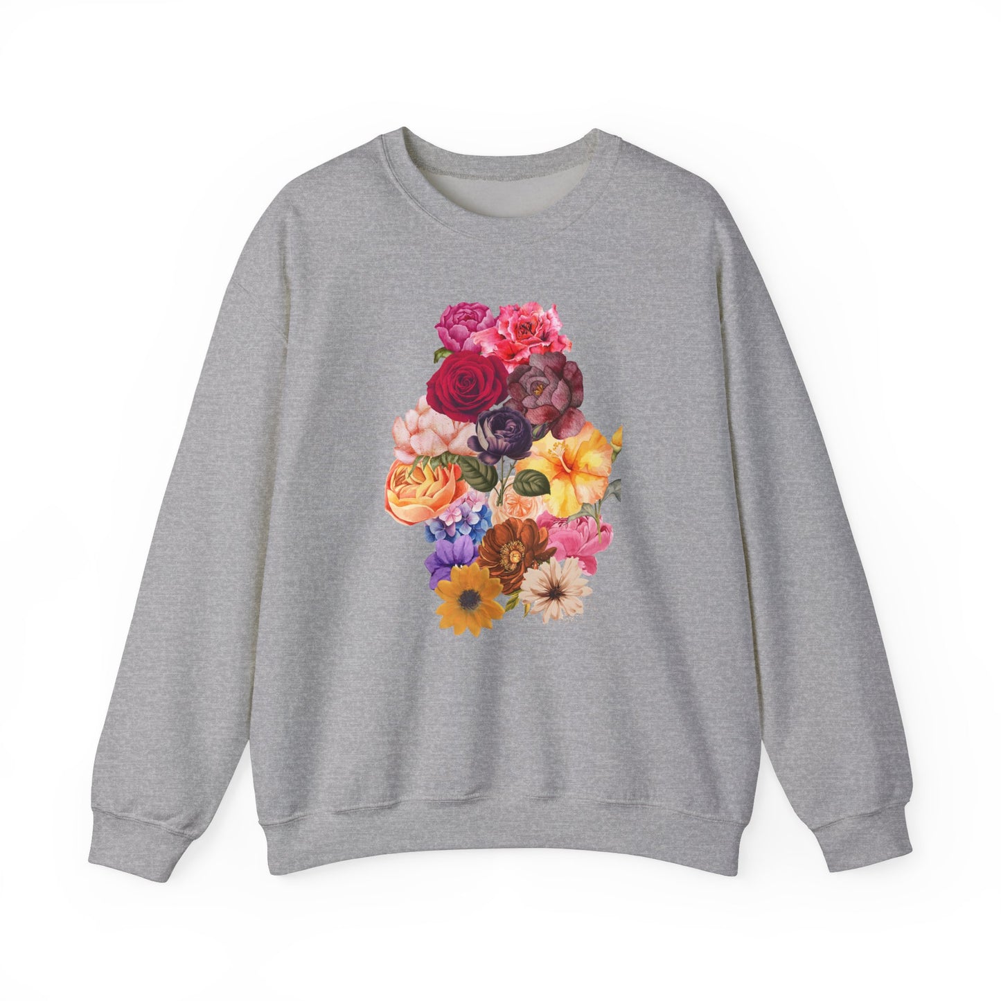 Floral Bouquet Vintage Heavy Blend™ Crewneck Sweatshirt - Cozy & Bright Style for Every Occasion