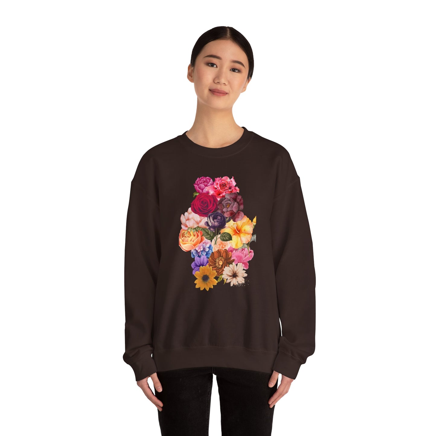 Floral Bouquet Vintage Heavy Blend™ Crewneck Sweatshirt - Cozy & Bright Style for Every Occasion