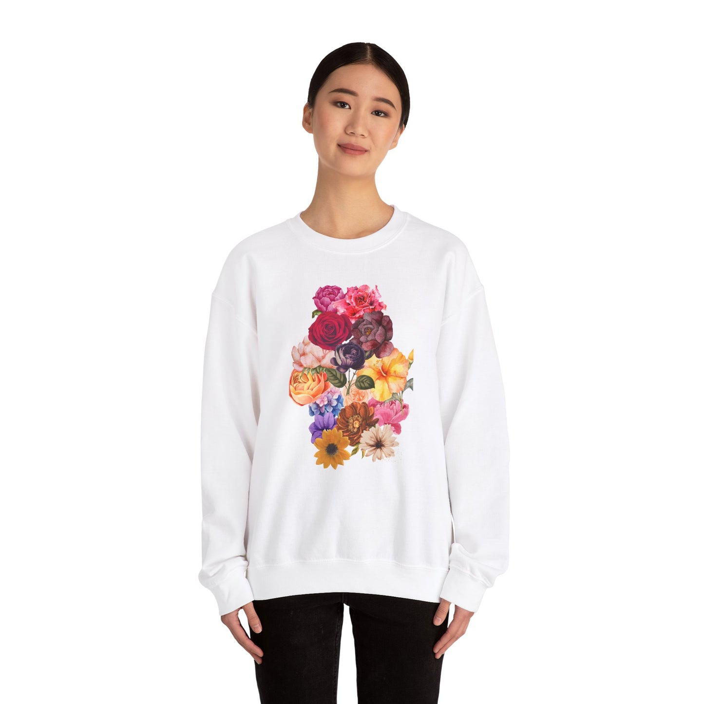 Floral Bouquet Vintage Heavy Blend™ Crewneck Sweatshirt - Cozy & Bright Style for Every Occasion