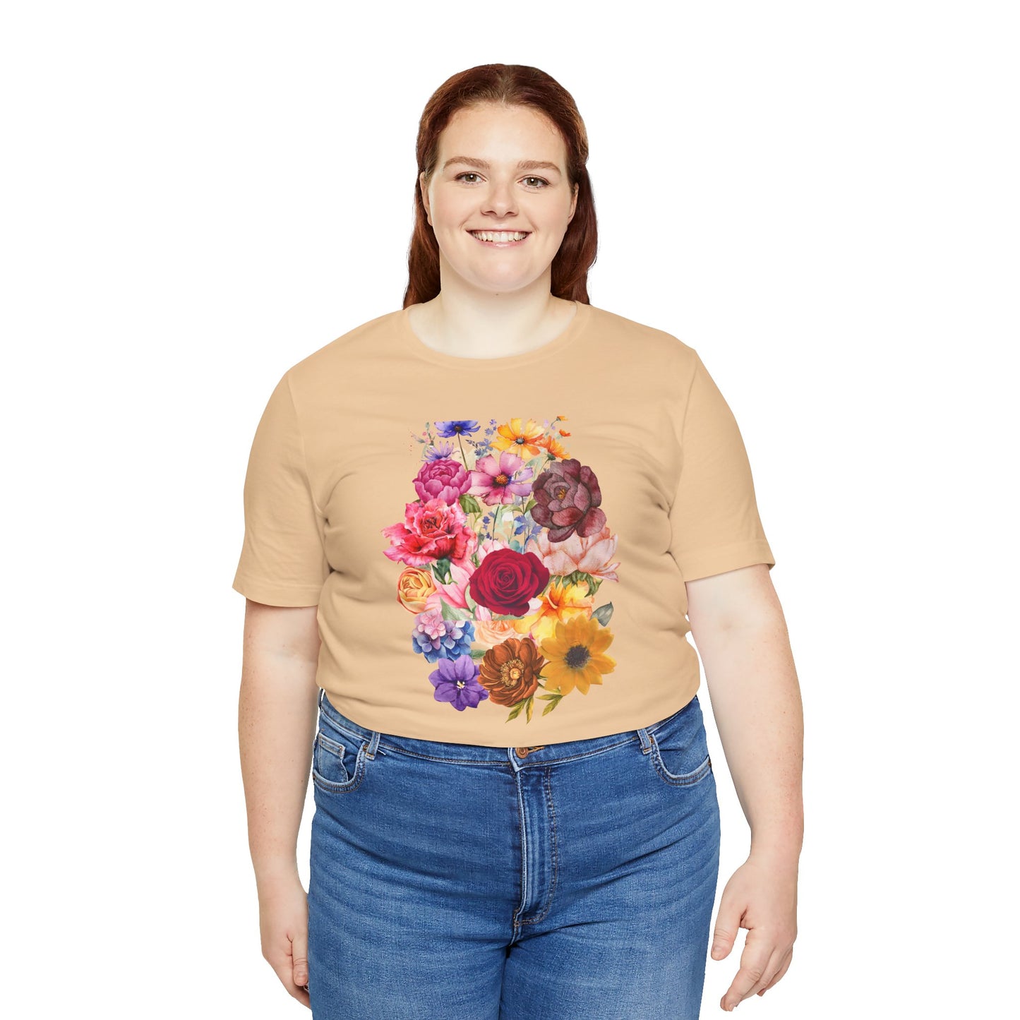 Floral Print  Jersey Tee – Vintage Botanical Graphic T-Shirt