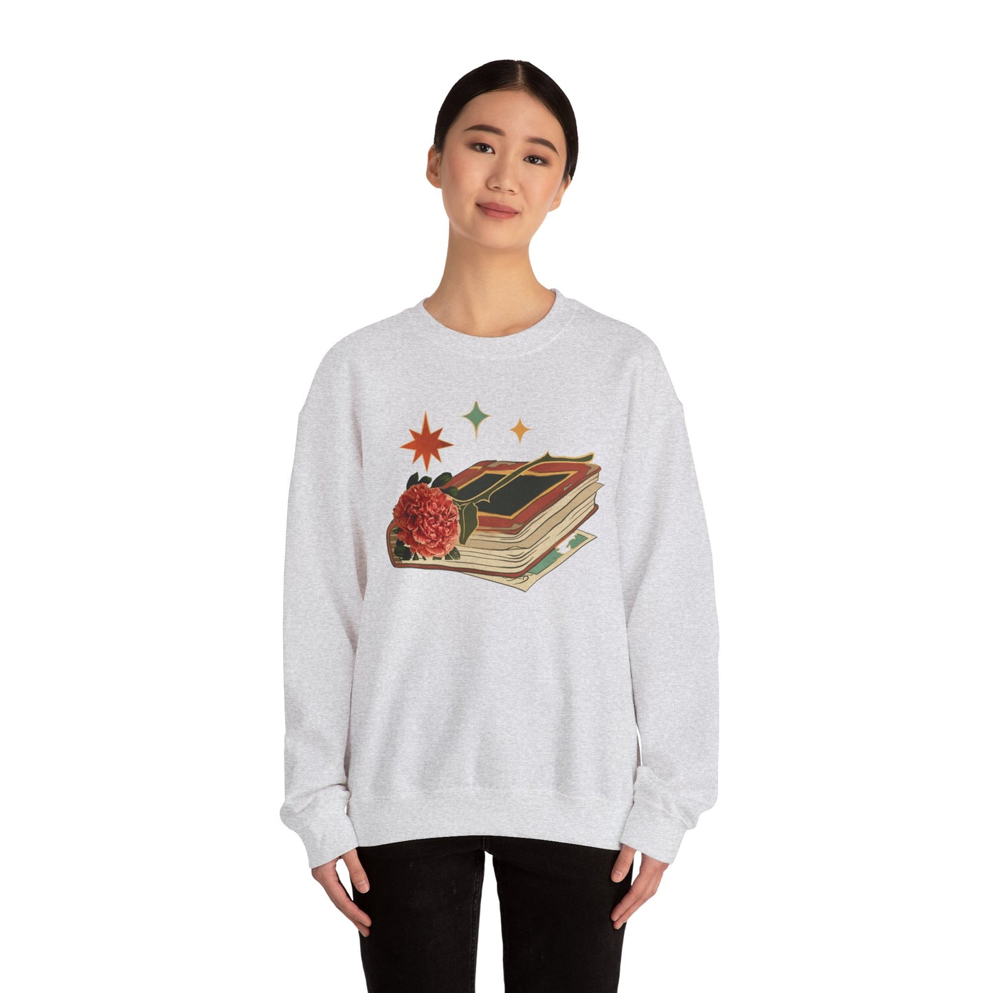 Cozy Book Lover's Sweatshirt - Vintage Floral Design