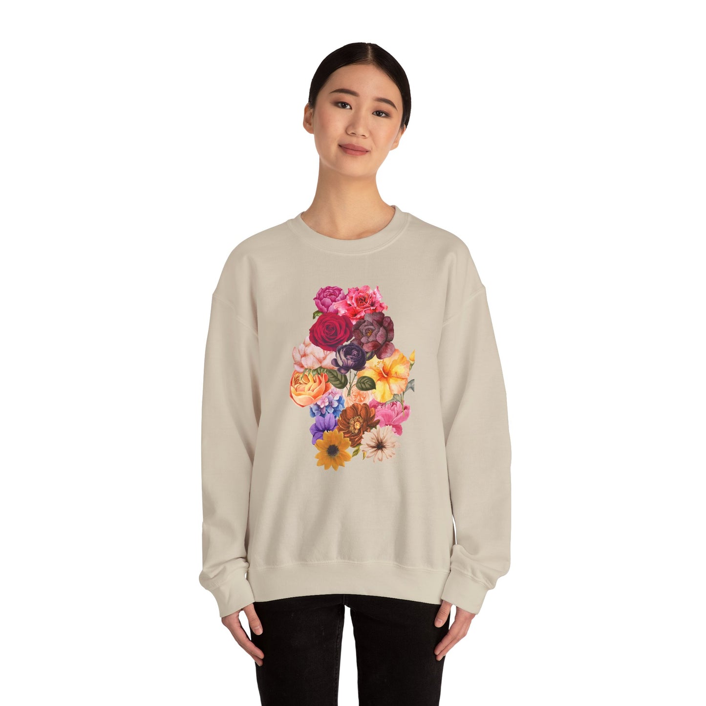 Floral Bouquet Vintage Heavy Blend™ Crewneck Sweatshirt - Cozy & Bright Style for Every Occasion