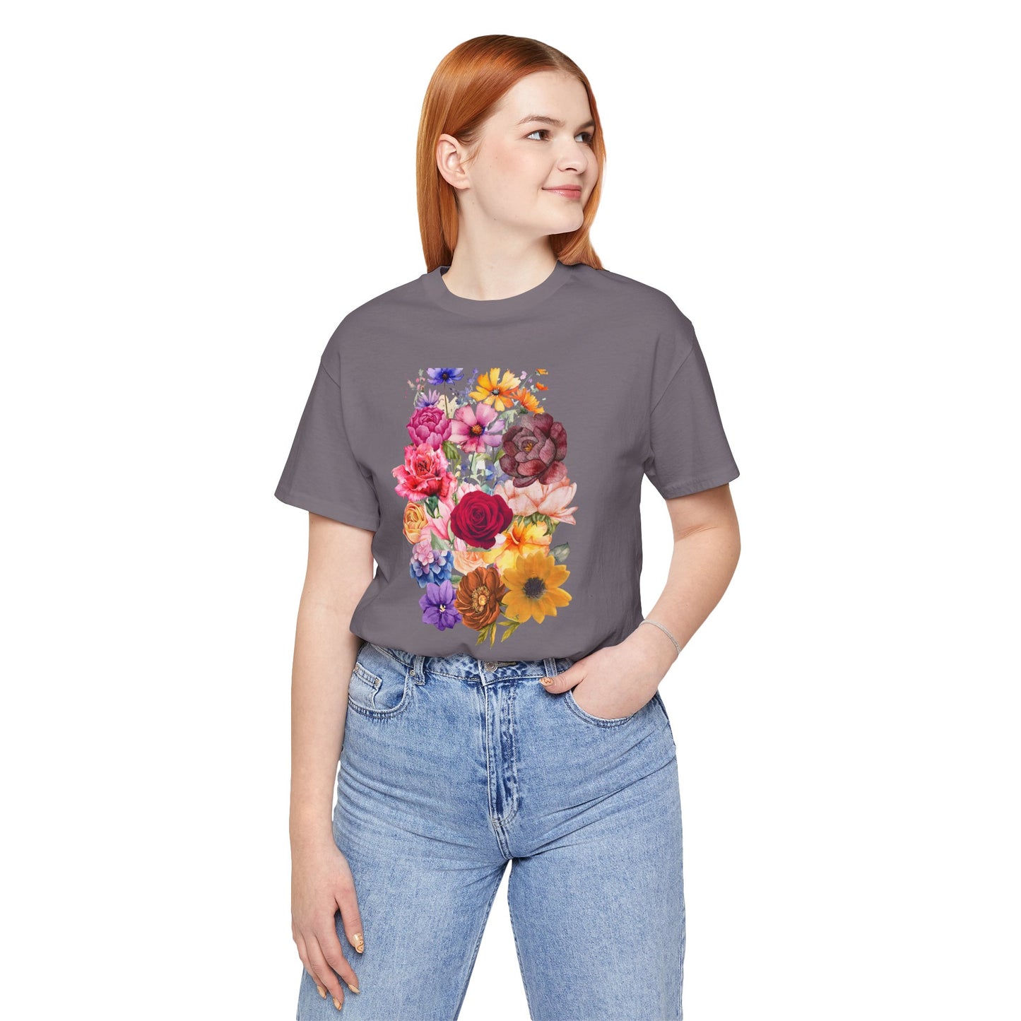 Floral Print  Jersey Tee – Vintage Botanical Graphic T-Shirt