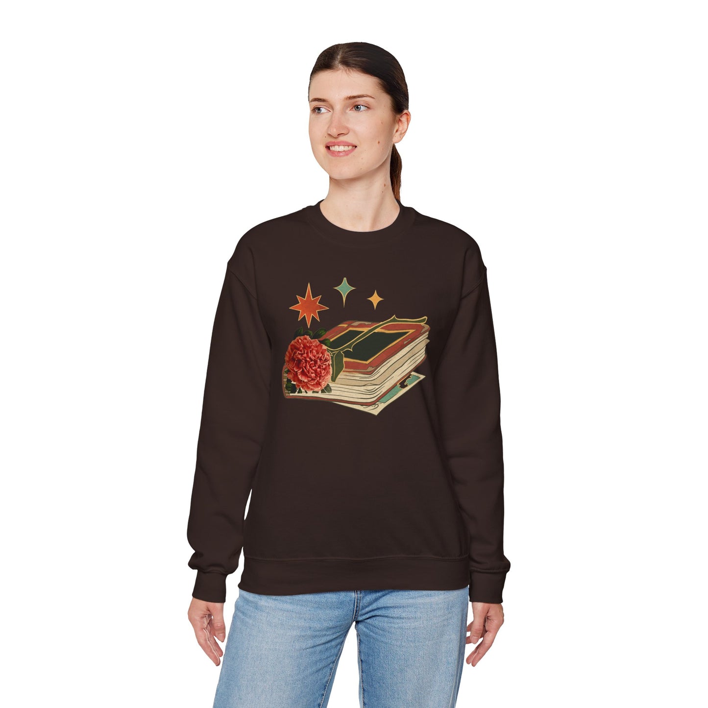 Cozy Book Lover's Sweatshirt - Vintage Floral Design