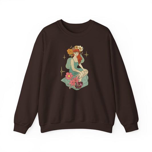 Vintage Floral Illustration Crewneck Sweatshirt for Cozy Comfort