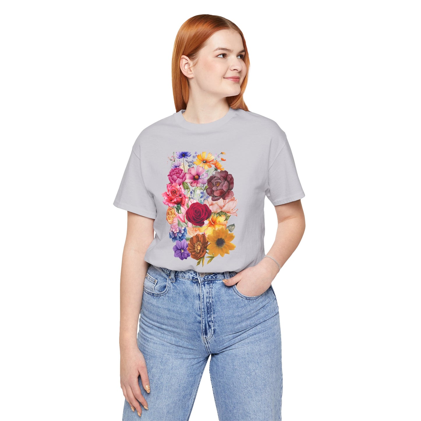 Floral Print  Jersey Tee – Vintage Botanical Graphic T-Shirt