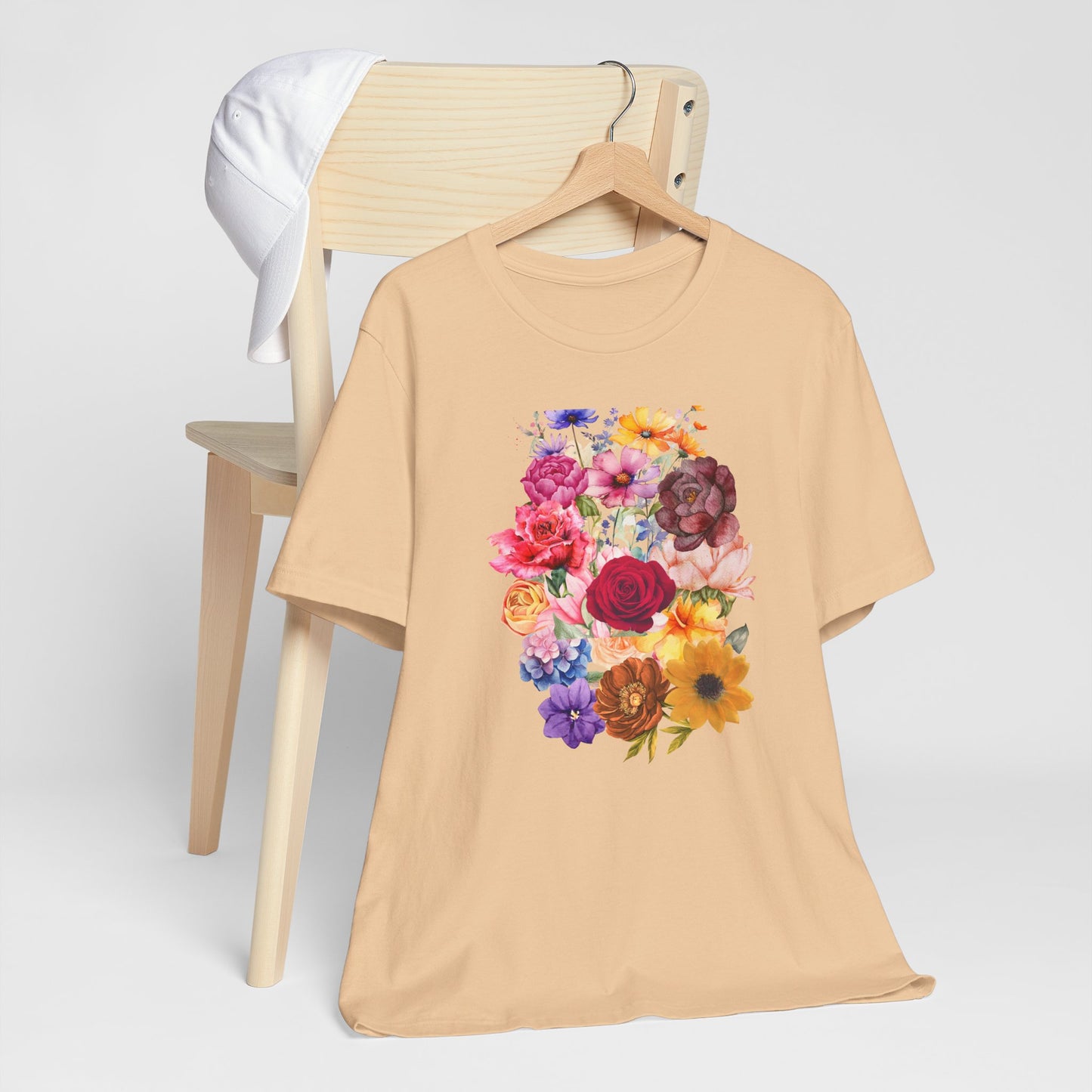 Floral Print  Jersey Tee – Vintage Botanical Graphic T-Shirt