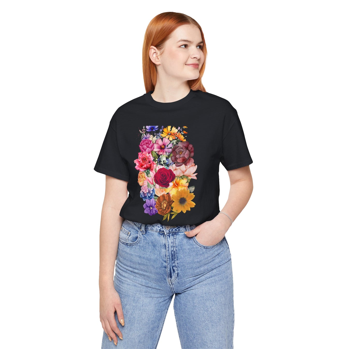 Floral Print  Jersey Tee – Vintage Botanical Graphic T-Shirt