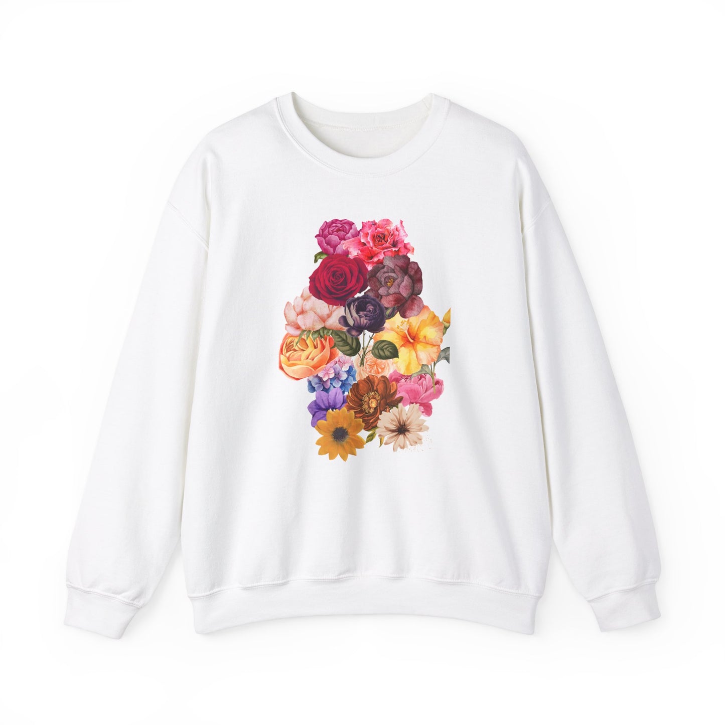 Floral Bouquet Vintage Heavy Blend™ Crewneck Sweatshirt - Cozy & Bright Style for Every Occasion