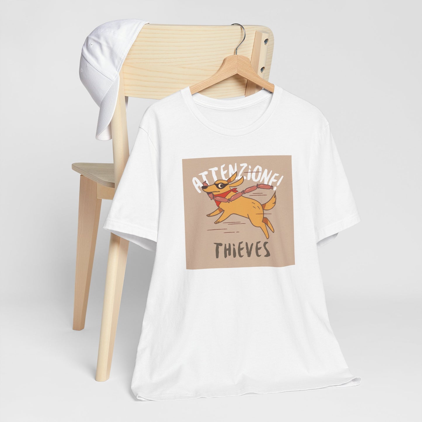 Playful Warning Tee: 'Attenzione! Thieves' Unisex Jersey Short Sleeve Shirt