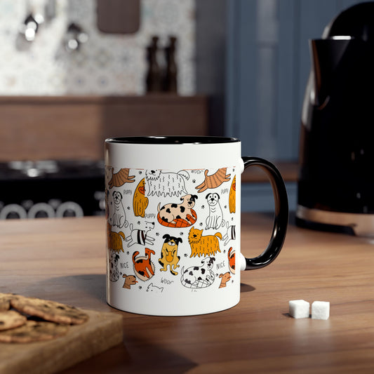 Cute Animal Illustration Two-Tone Coffee Mug - 11oz