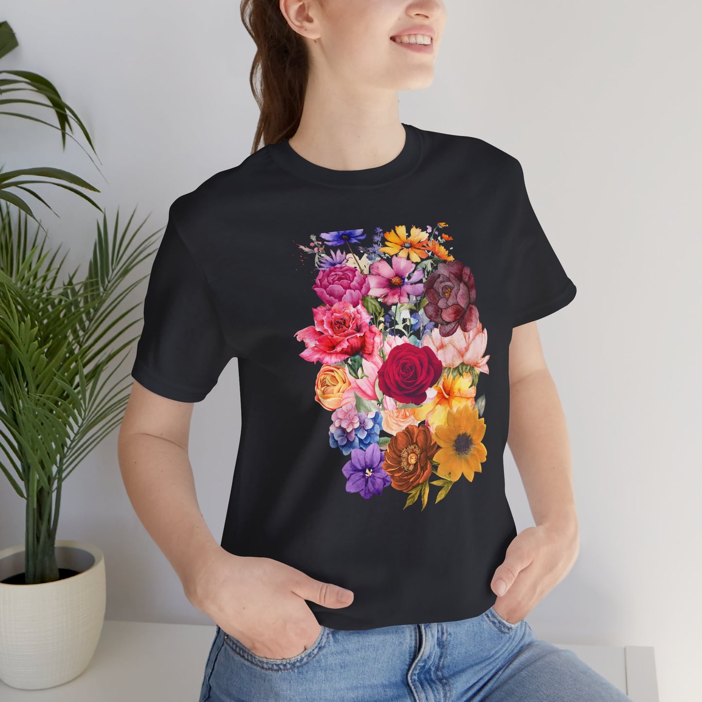 Floral Print  Jersey Tee – Vintage Botanical Graphic T-Shirt