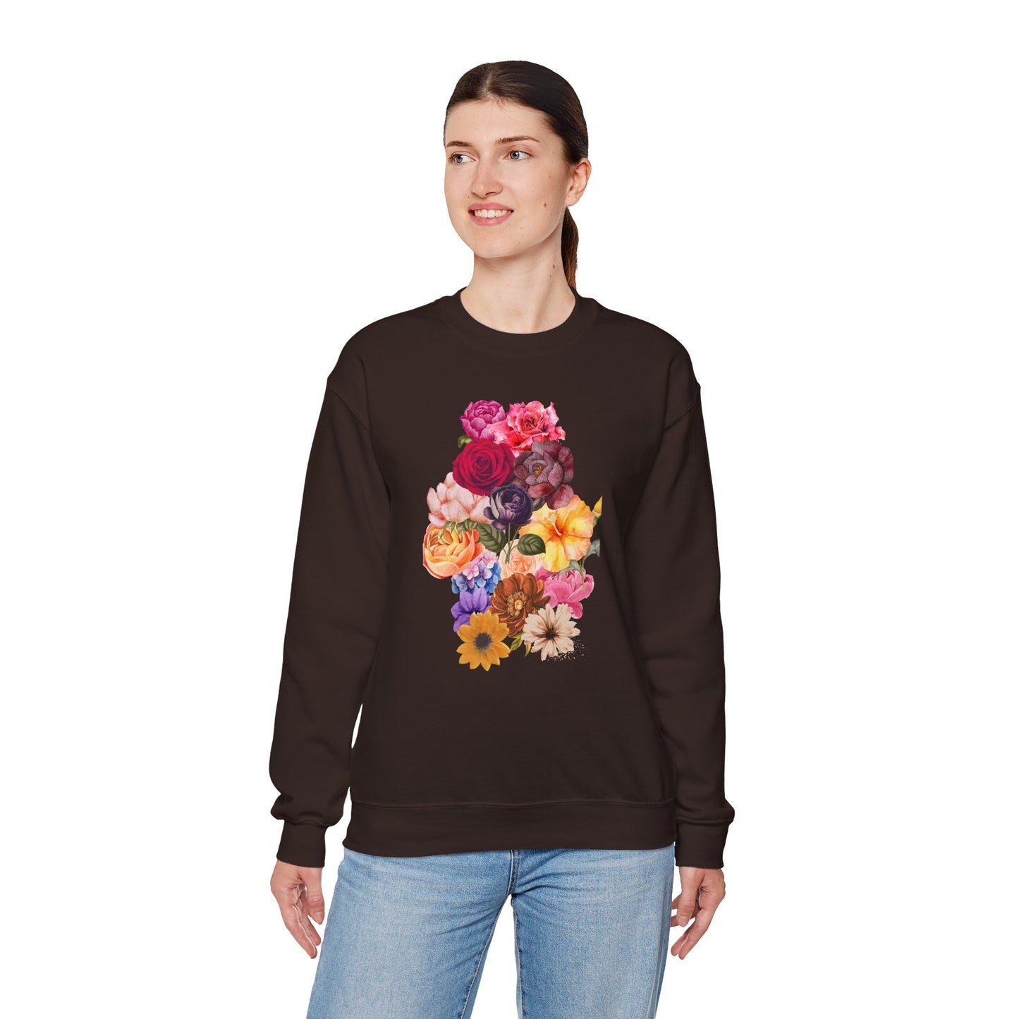 Floral Bouquet Vintage Heavy Blend™ Crewneck Sweatshirt - Cozy & Bright Style for Every Occasion