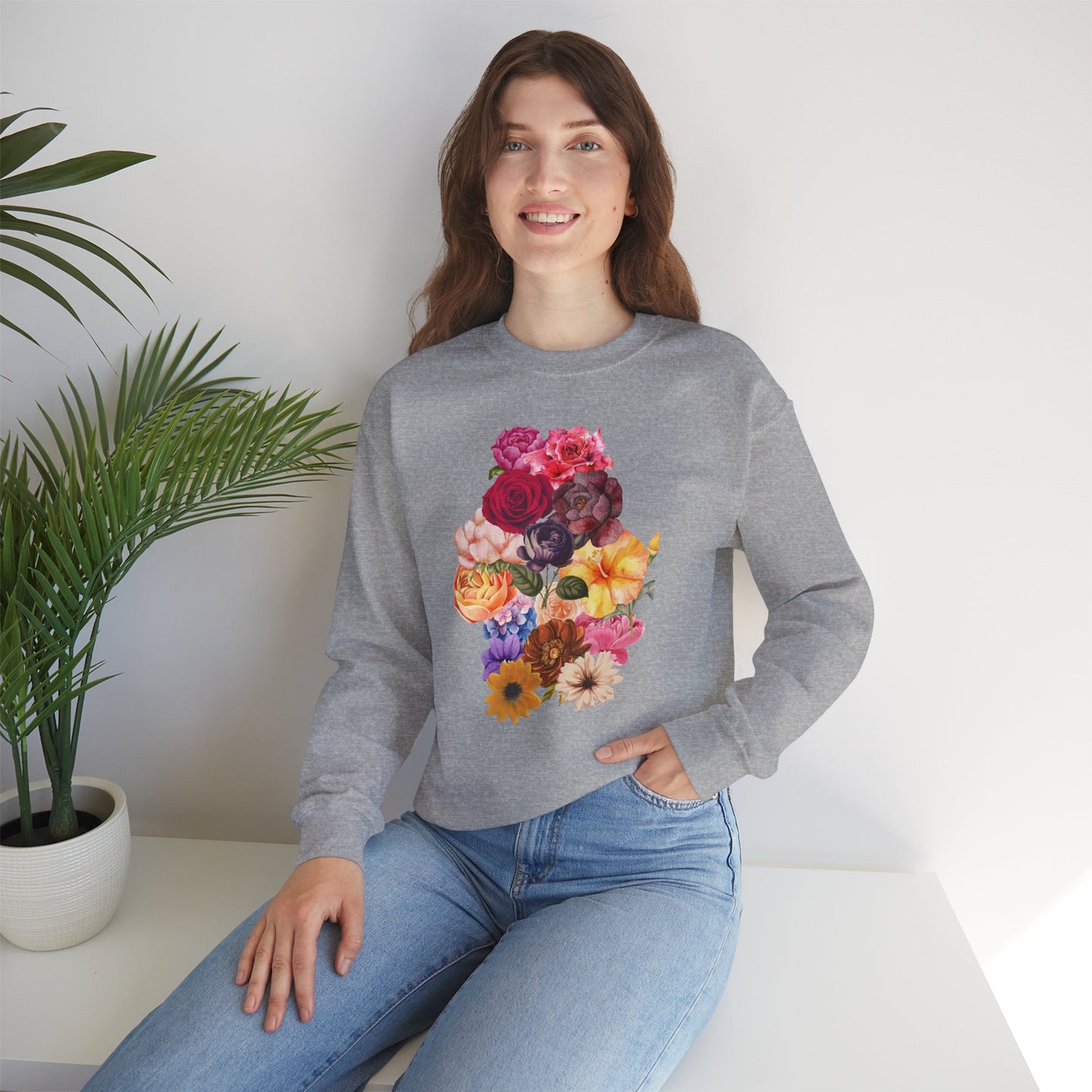 Floral Bouquet Vintage Heavy Blend™ Crewneck Sweatshirt - Cozy & Bright Style for Every Occasion