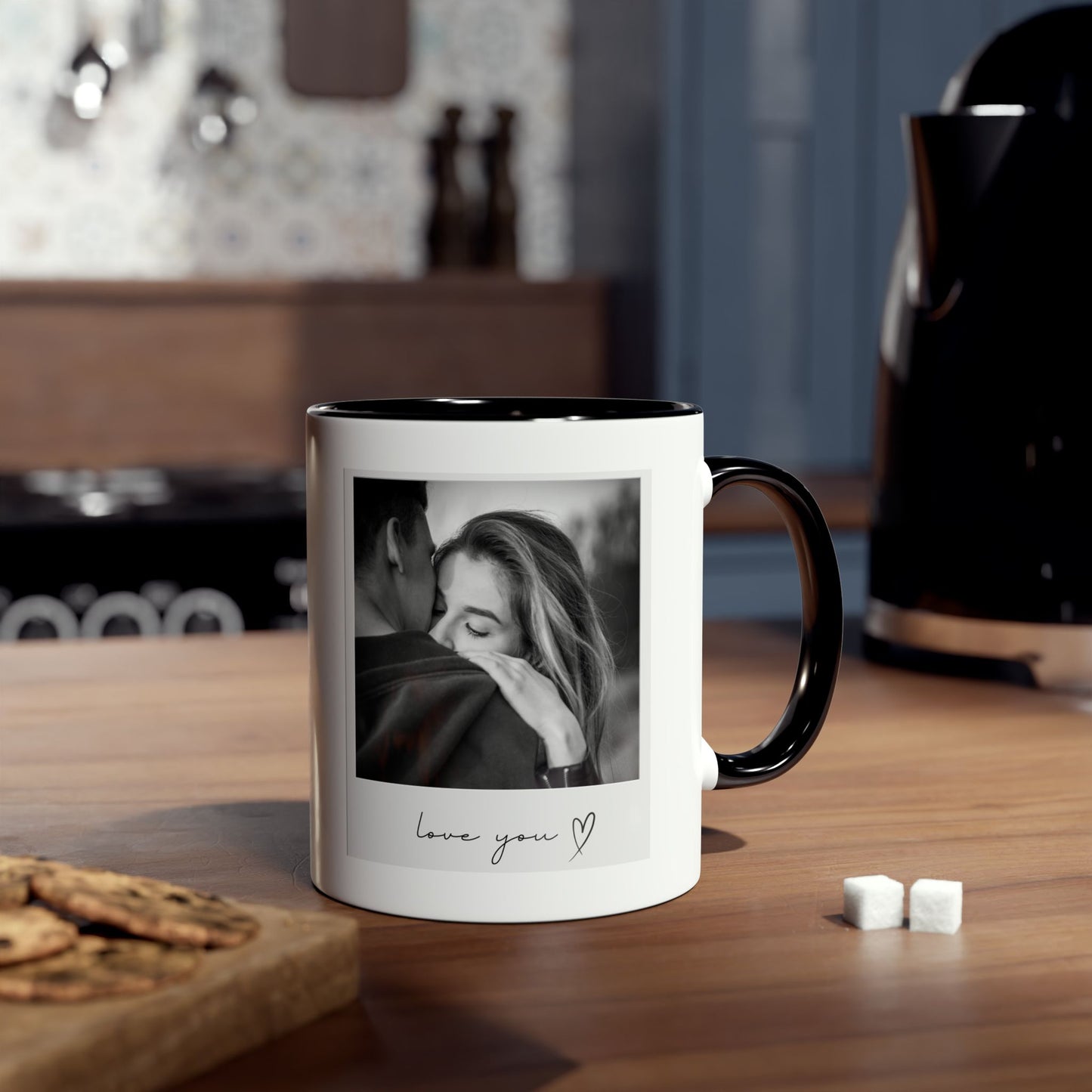 Personalized Two-Tone Coffee Mug - 11oz Love Design for Couples