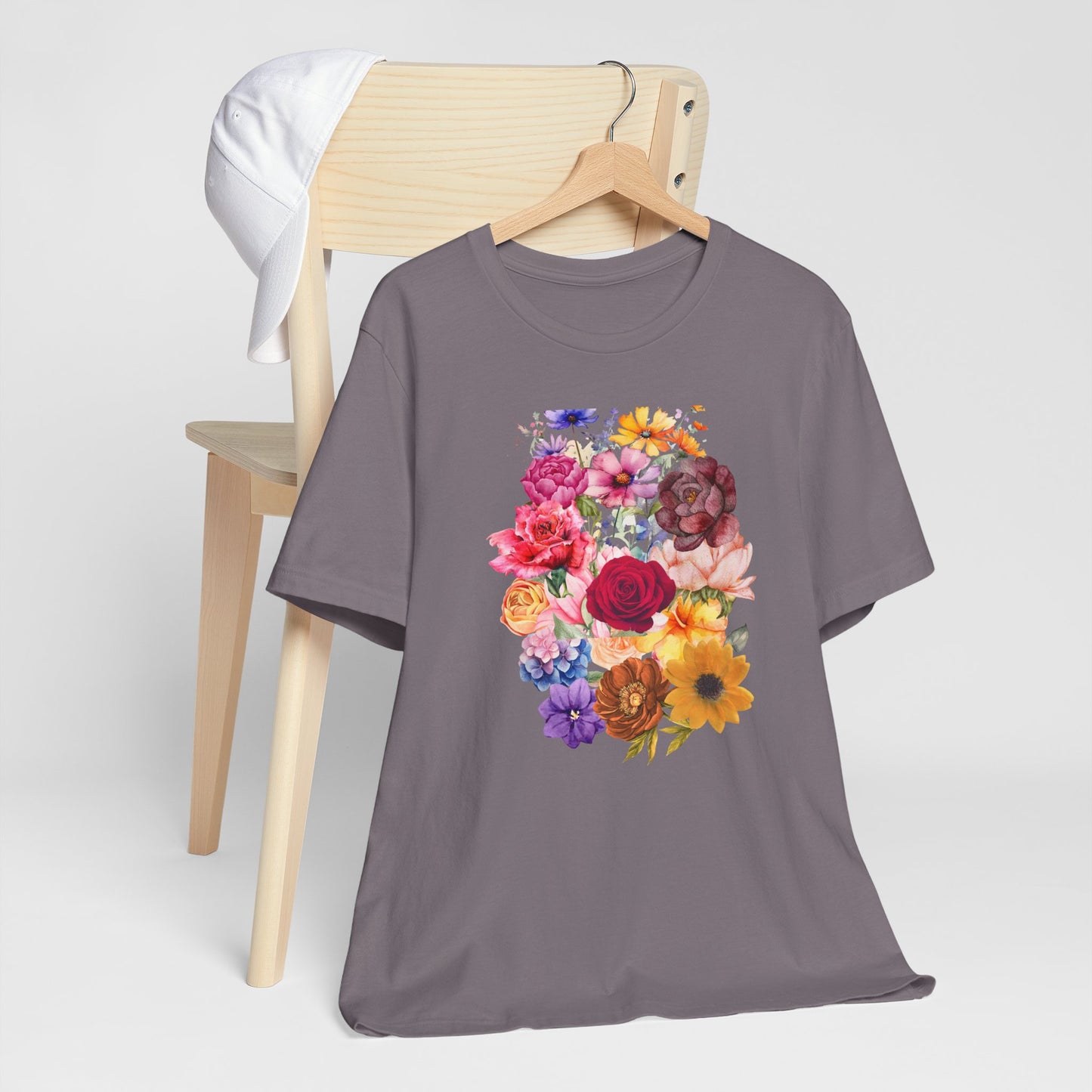 Floral Print  Jersey Tee – Vintage Botanical Graphic T-Shirt