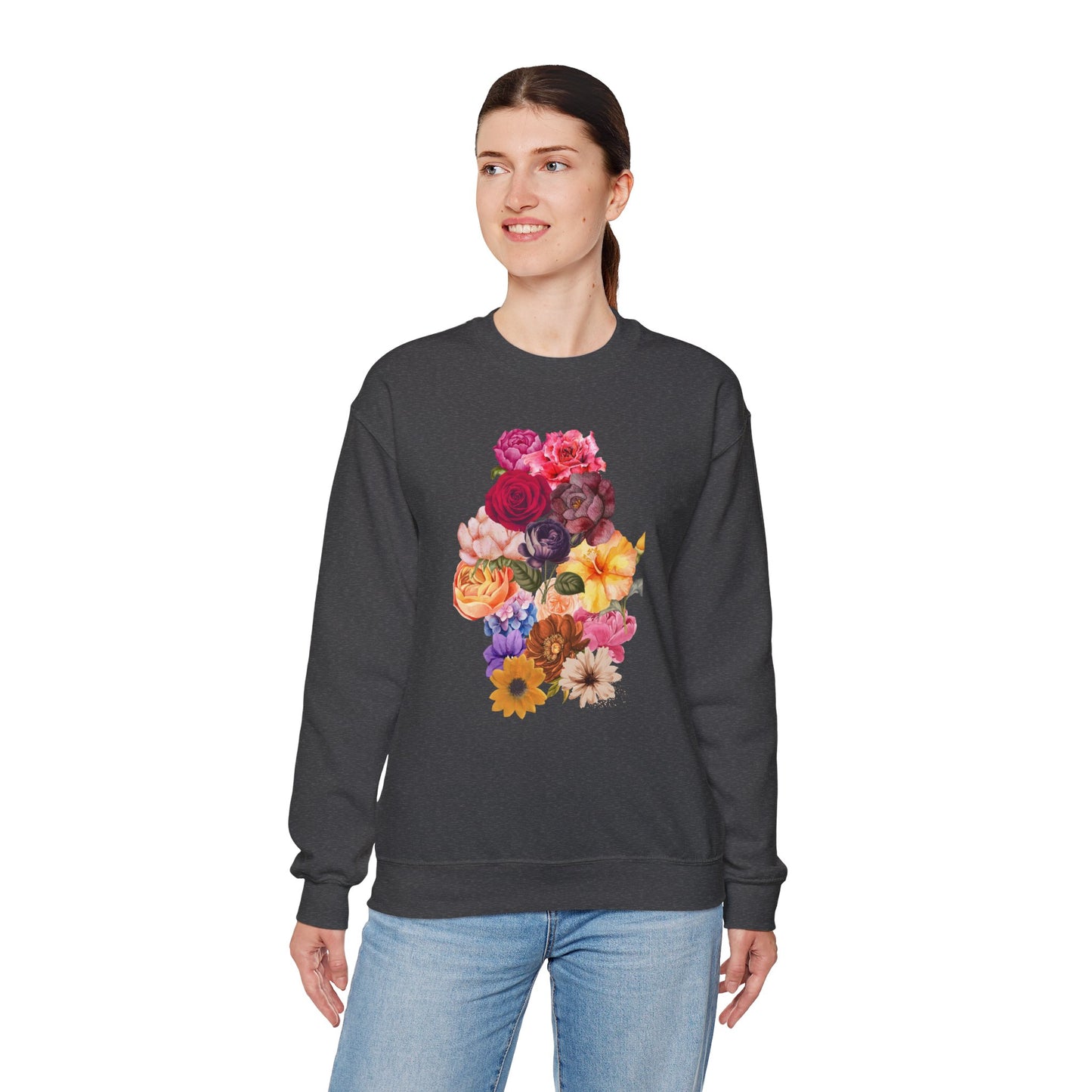 Floral Bouquet Vintage Heavy Blend™ Crewneck Sweatshirt - Cozy & Bright Style for Every Occasion