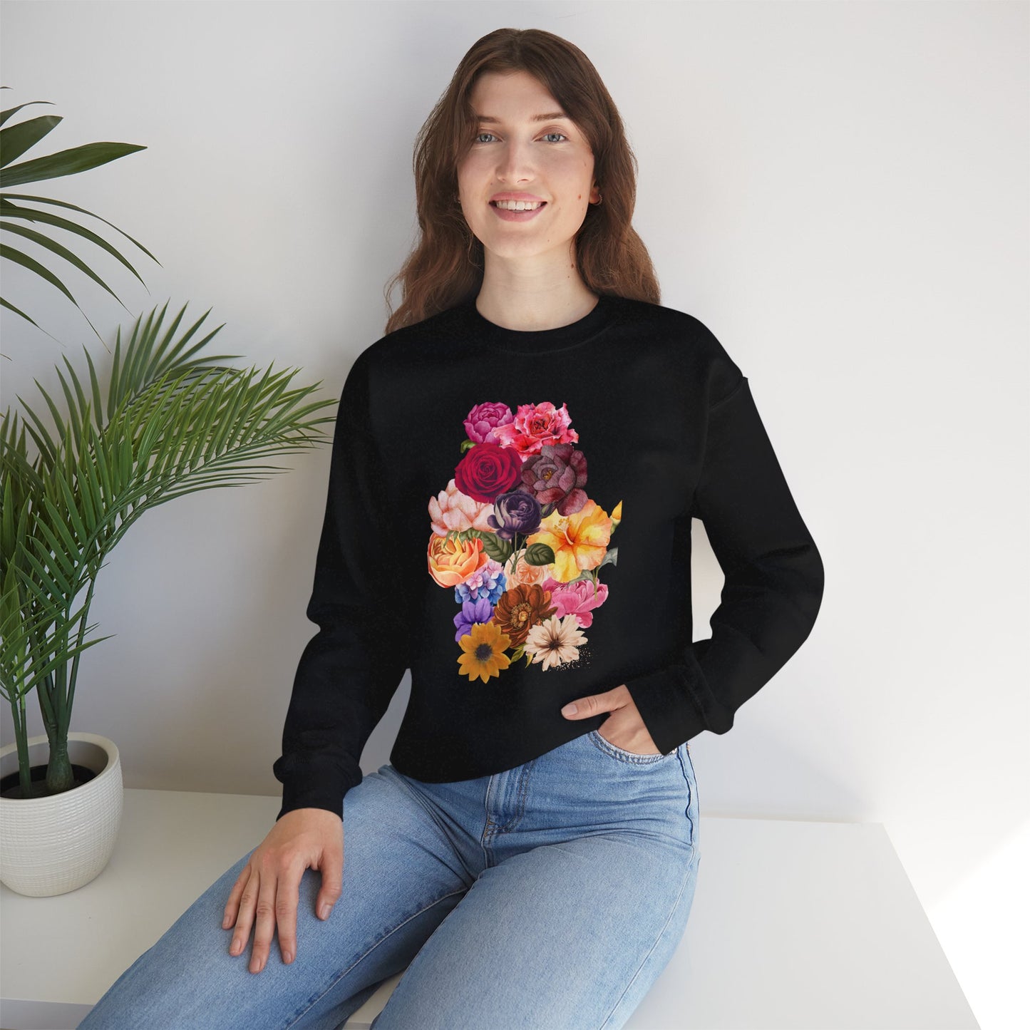 Floral Bouquet Vintage Heavy Blend™ Crewneck Sweatshirt - Cozy & Bright Style for Every Occasion