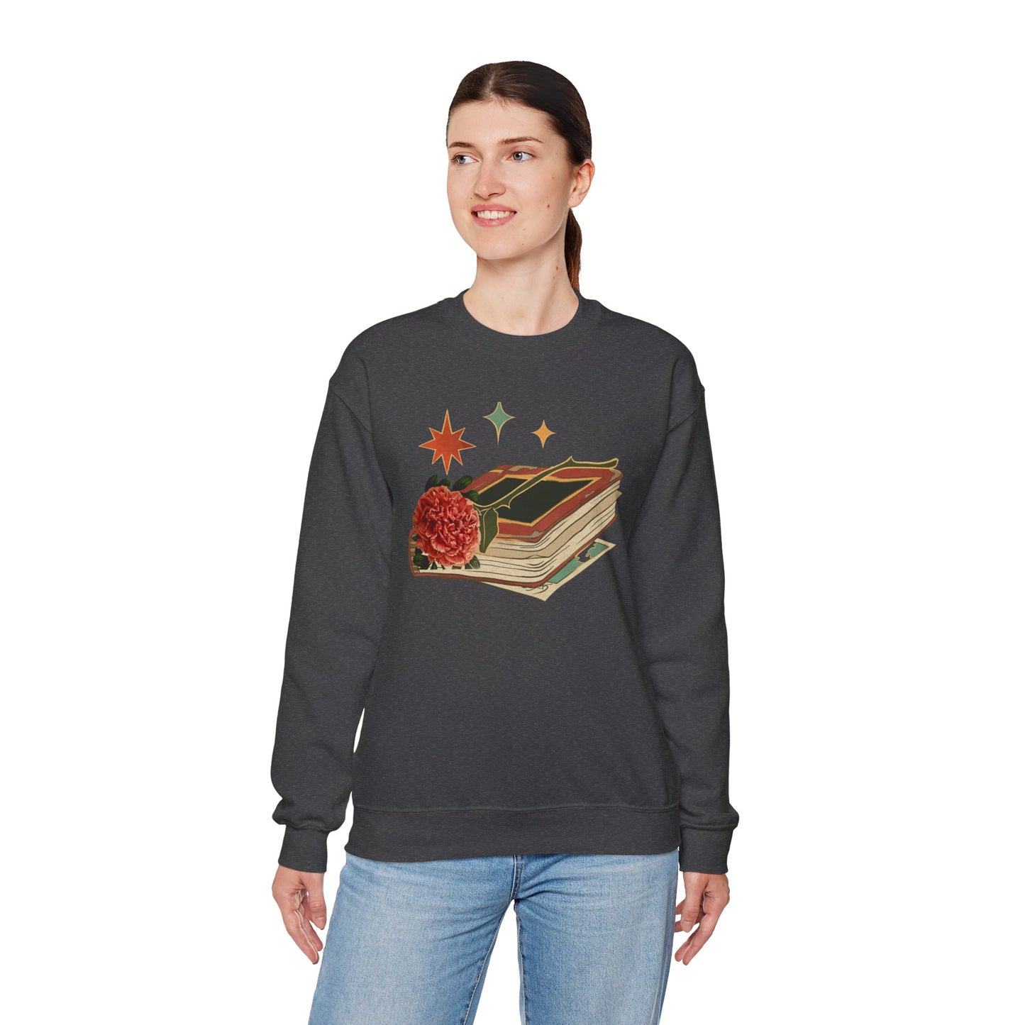 Cozy Book Lover's Sweatshirt - Vintage Floral Design