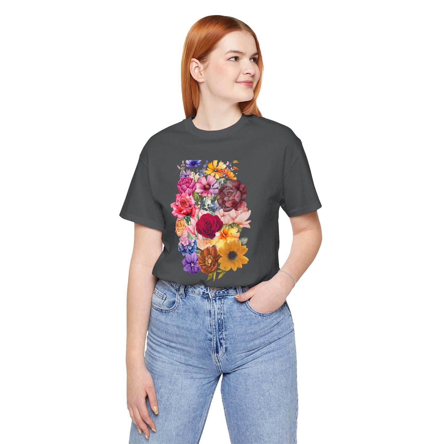 Floral Print  Jersey Tee – Vintage Botanical Graphic T-Shirt