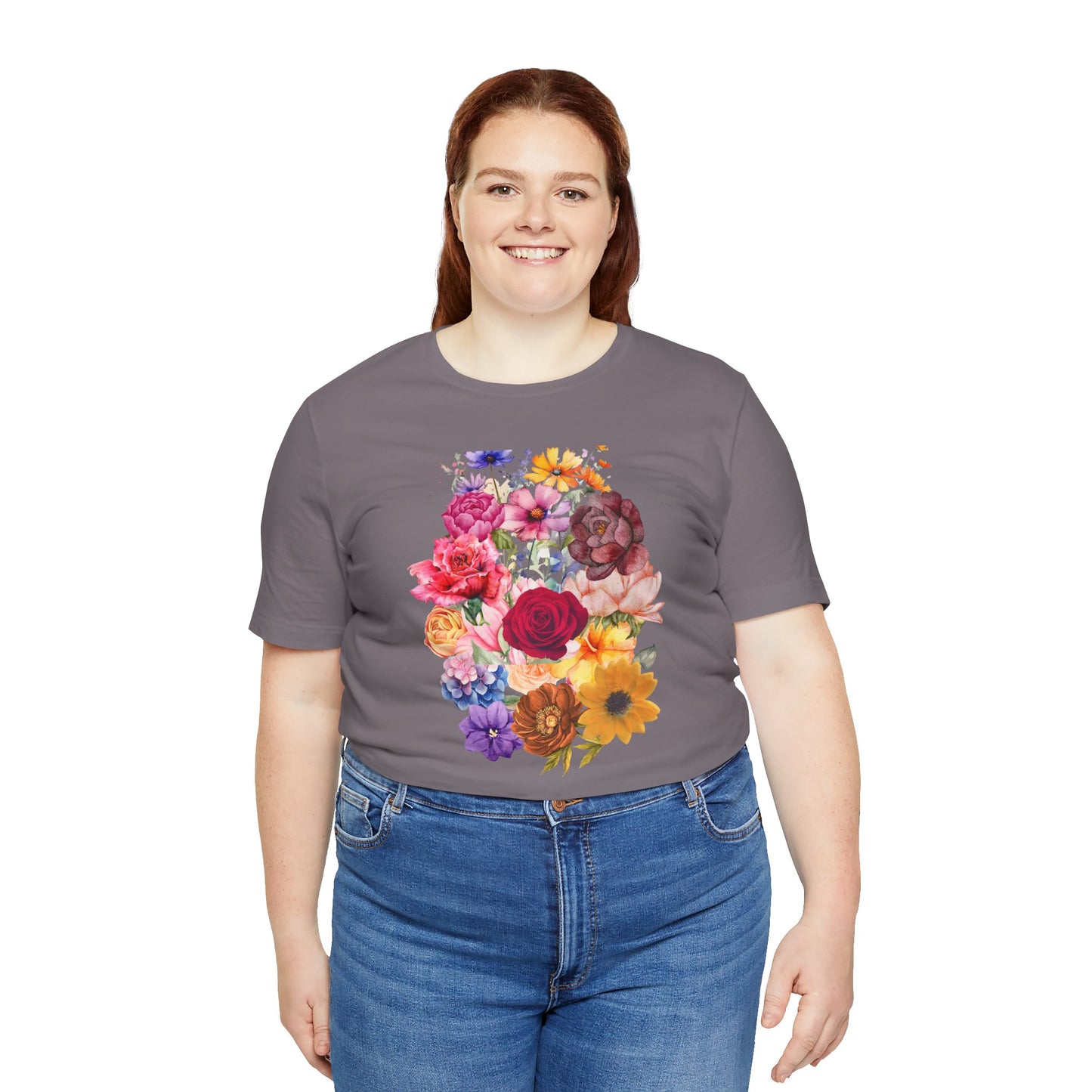 Floral Print  Jersey Tee – Vintage Botanical Graphic T-Shirt