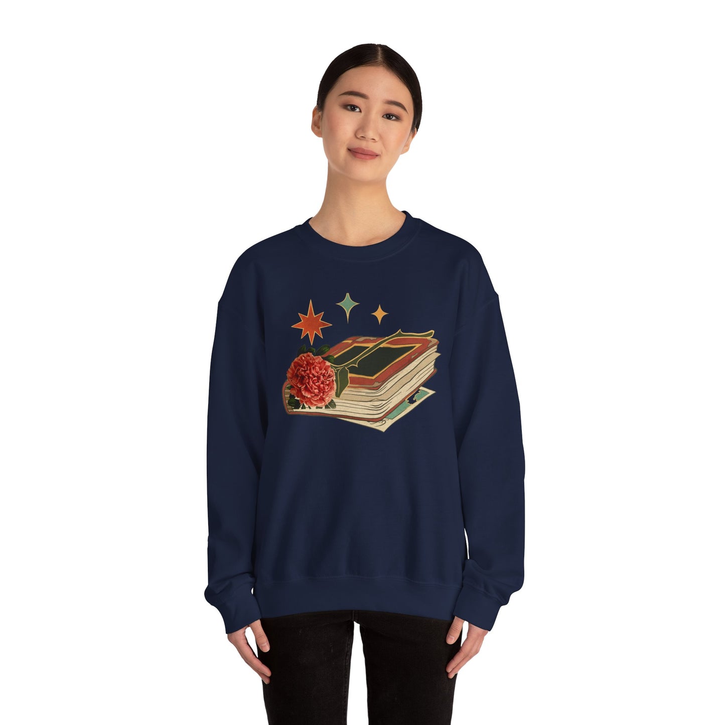 Cozy Book Lover's Sweatshirt - Vintage Floral Design