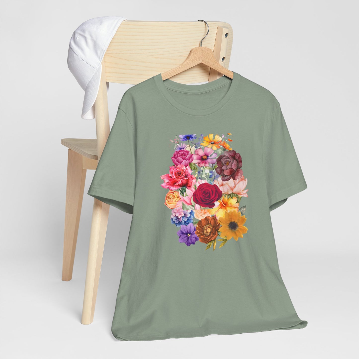 Floral Print  Jersey Tee – Vintage Botanical Graphic T-Shirt