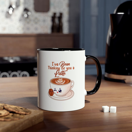 Cute Two-Tone Coffee Mug - "I've Been Thinking About You" 11oz