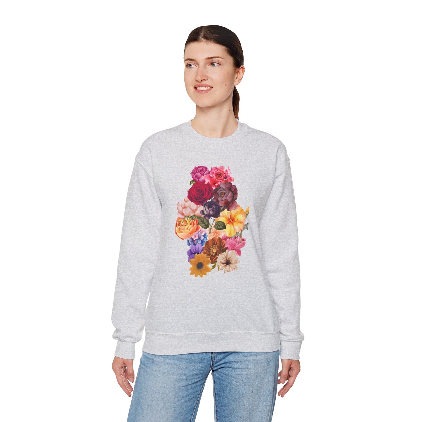 Floral Bouquet Vintage Heavy Blend™ Crewneck Sweatshirt - Cozy & Bright Style for Every Occasion