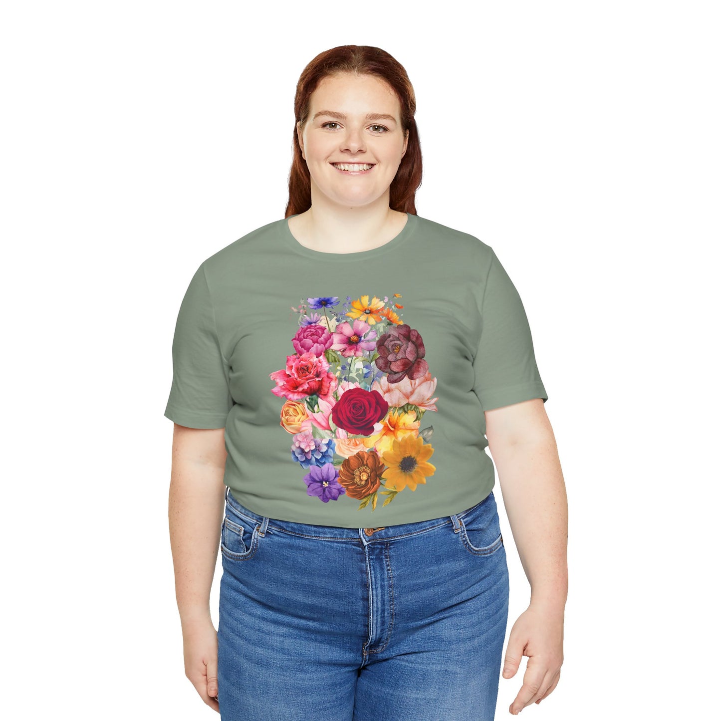 Floral Print  Jersey Tee – Vintage Botanical Graphic T-Shirt