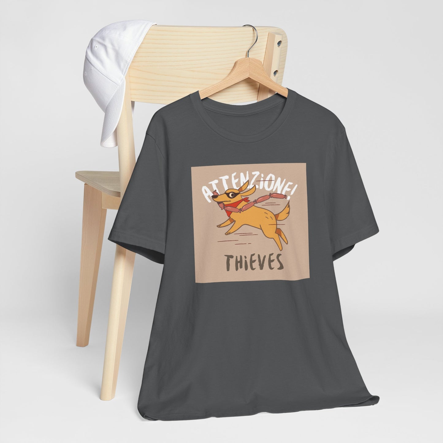 Playful Warning Tee: 'Attenzione! Thieves' Unisex Jersey Short Sleeve Shirt