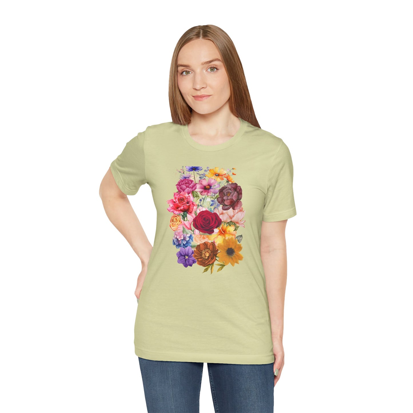 Floral Print  Jersey Tee – Vintage Botanical Graphic T-Shirt