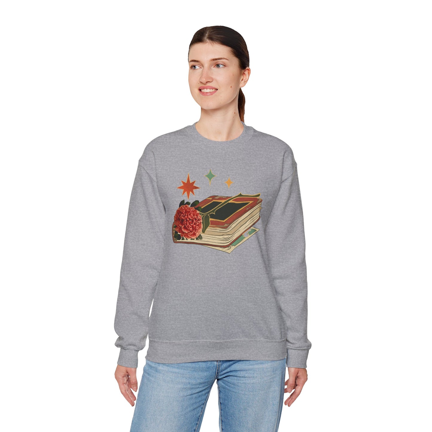 Cozy Book Lover's Sweatshirt - Vintage Floral Design