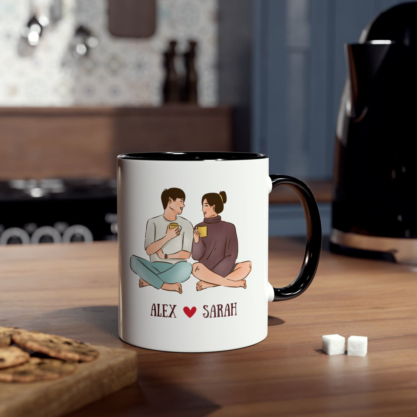 Personalized Two-Tone Coffee Mug with Custom Name - Perfect for Couples and Gift Giving