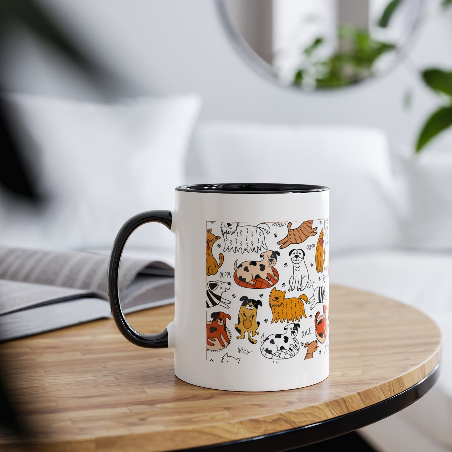 Cute Animal Illustration Two-Tone Coffee Mug - 11oz