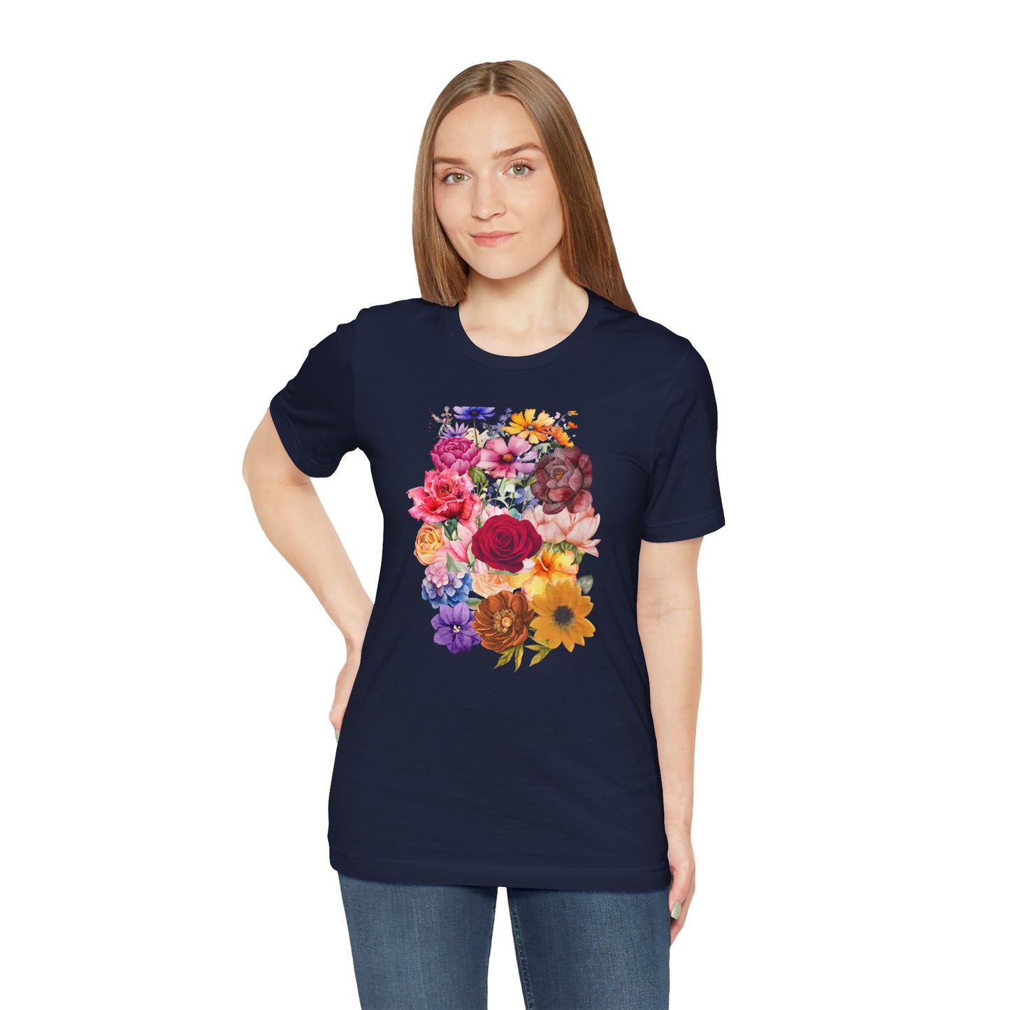 Floral Print  Jersey Tee – Vintage Botanical Graphic T-Shirt