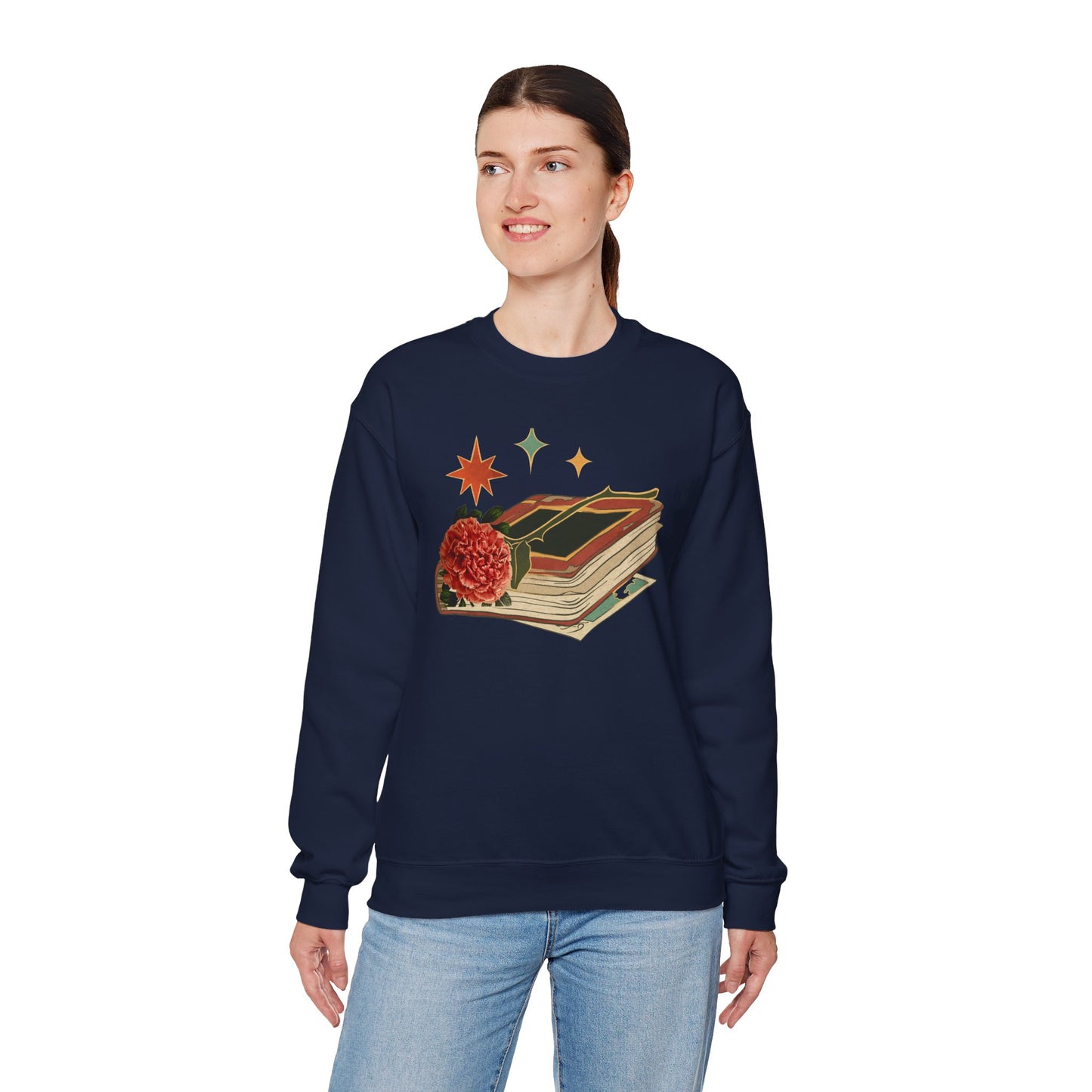 Cozy Book Lover's Sweatshirt - Vintage Floral Design