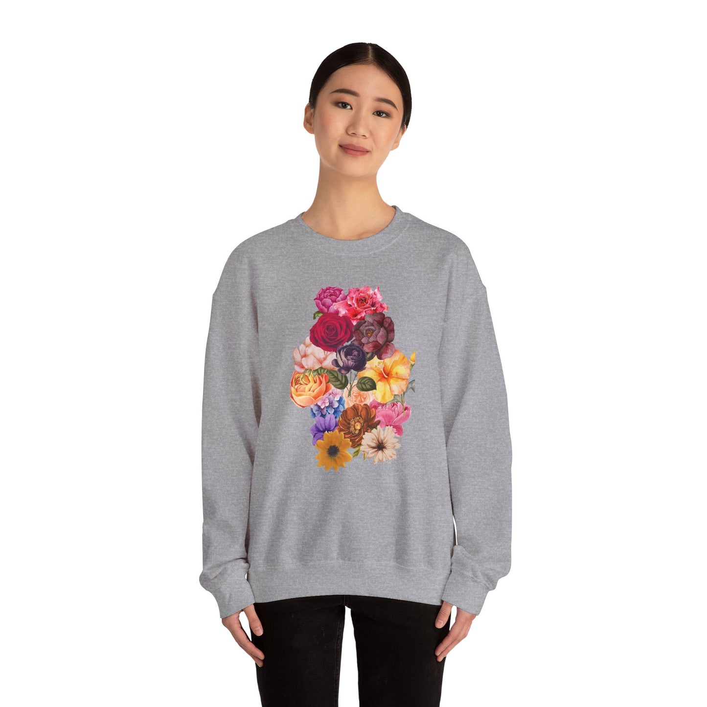 Floral Bouquet Vintage Heavy Blend™ Crewneck Sweatshirt - Cozy & Bright Style for Every Occasion