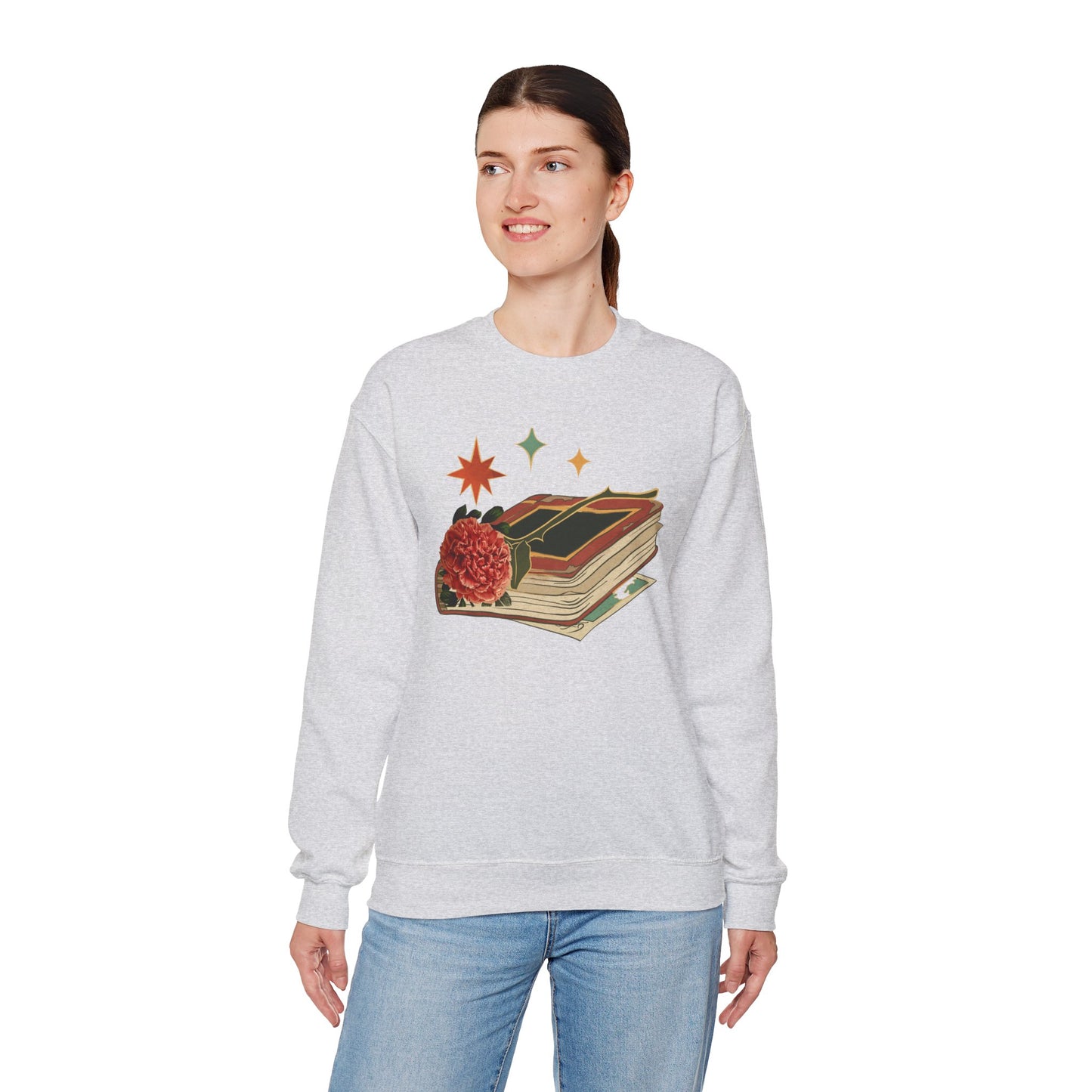 Cozy Book Lover's Sweatshirt - Vintage Floral Design