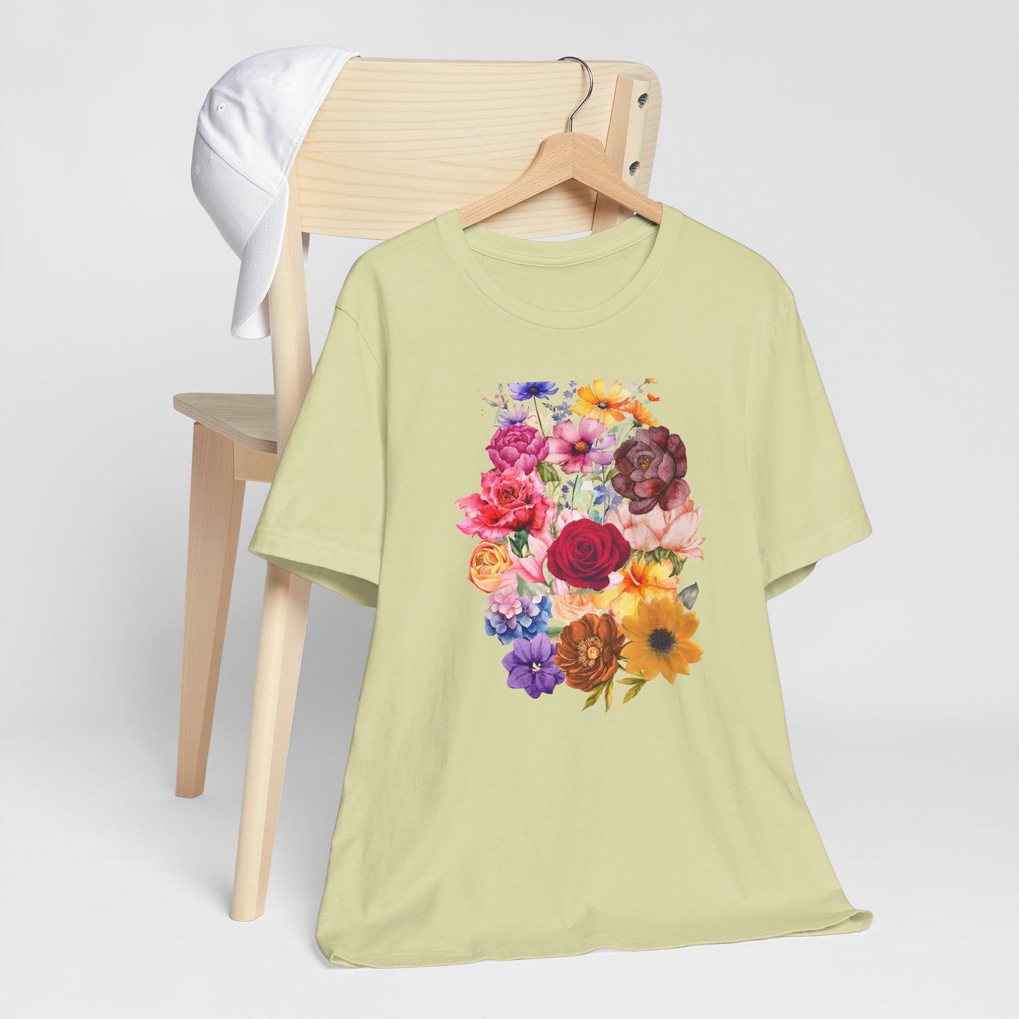 Floral Print  Jersey Tee – Vintage Botanical Graphic T-Shirt