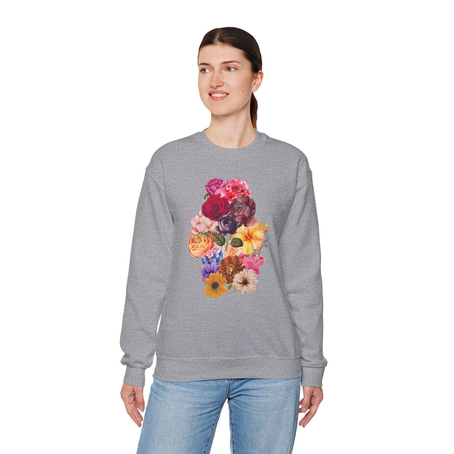 Floral Bouquet Vintage Heavy Blend™ Crewneck Sweatshirt - Cozy & Bright Style for Every Occasion