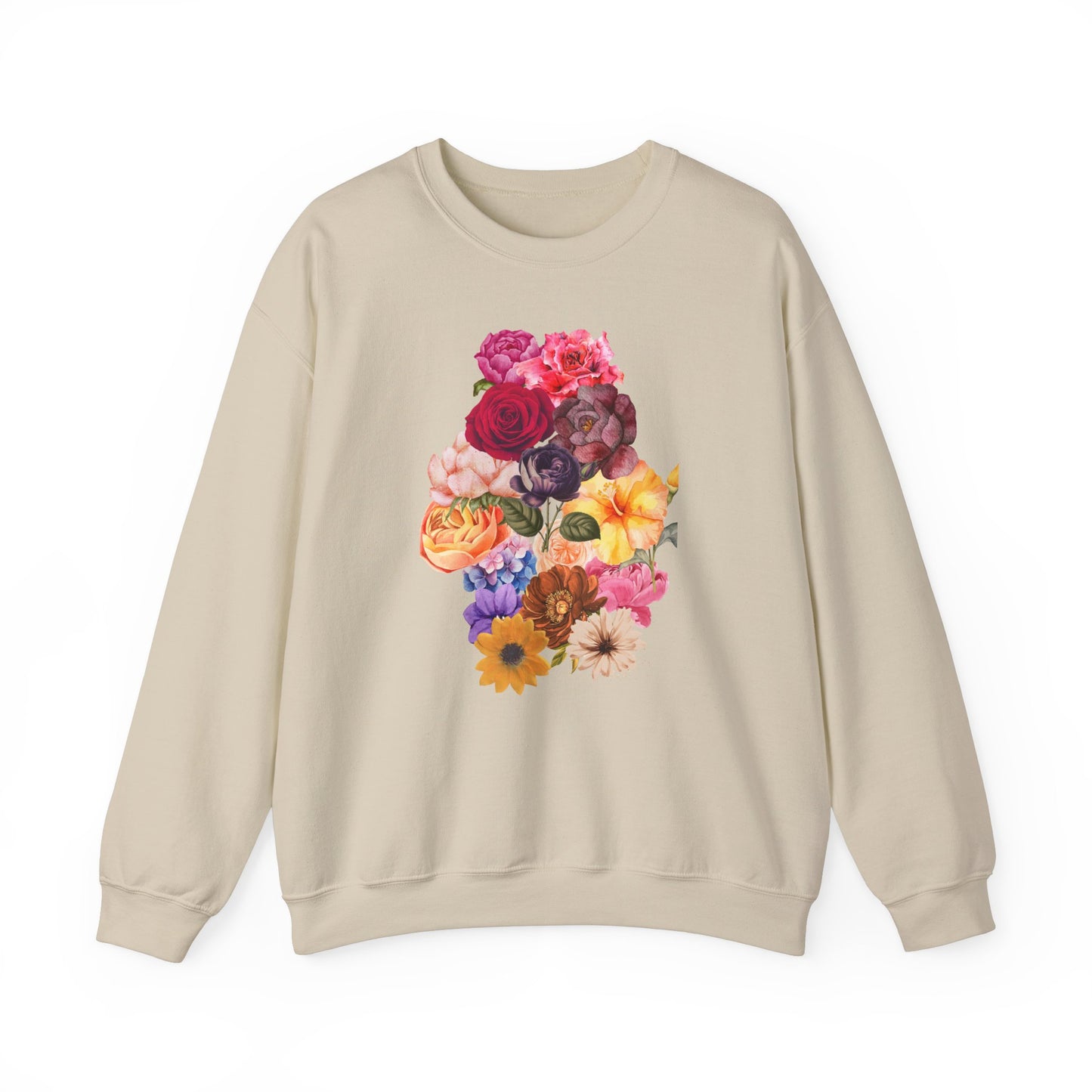 Floral Bouquet Vintage Heavy Blend™ Crewneck Sweatshirt - Cozy & Bright Style for Every Occasion