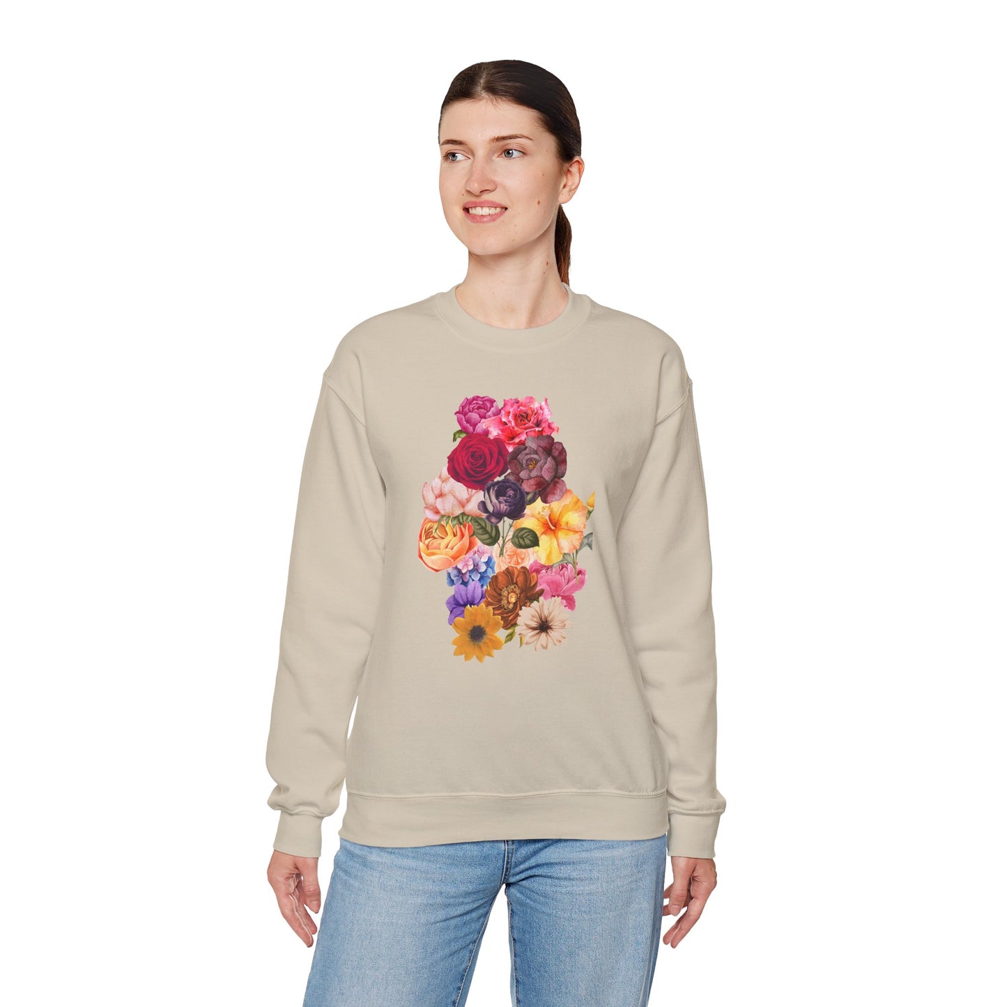 Floral Bouquet Vintage Heavy Blend™ Crewneck Sweatshirt - Cozy & Bright Style for Every Occasion