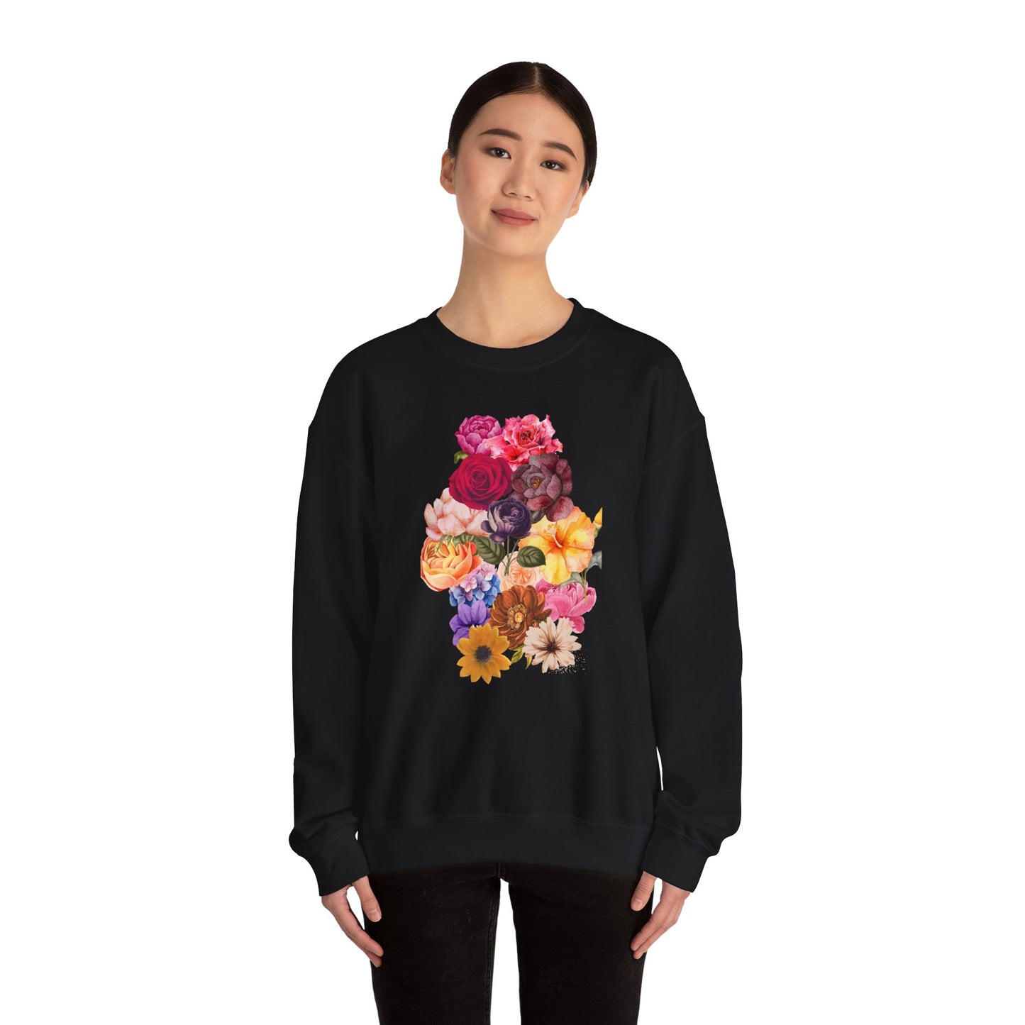 Floral Bouquet Vintage Heavy Blend™ Crewneck Sweatshirt - Cozy & Bright Style for Every Occasion