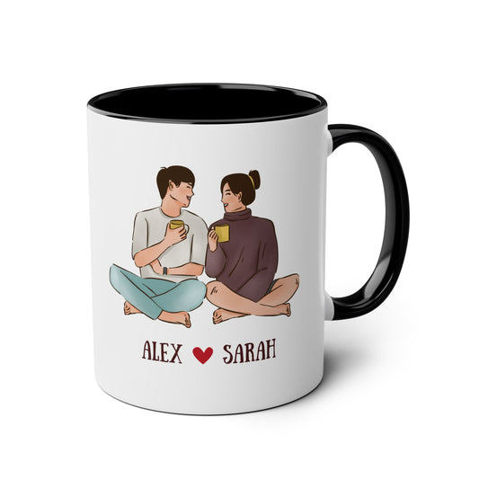 Personalized Two-Tone Coffee Mug with Custom Name - Perfect for Couples and Gift Giving