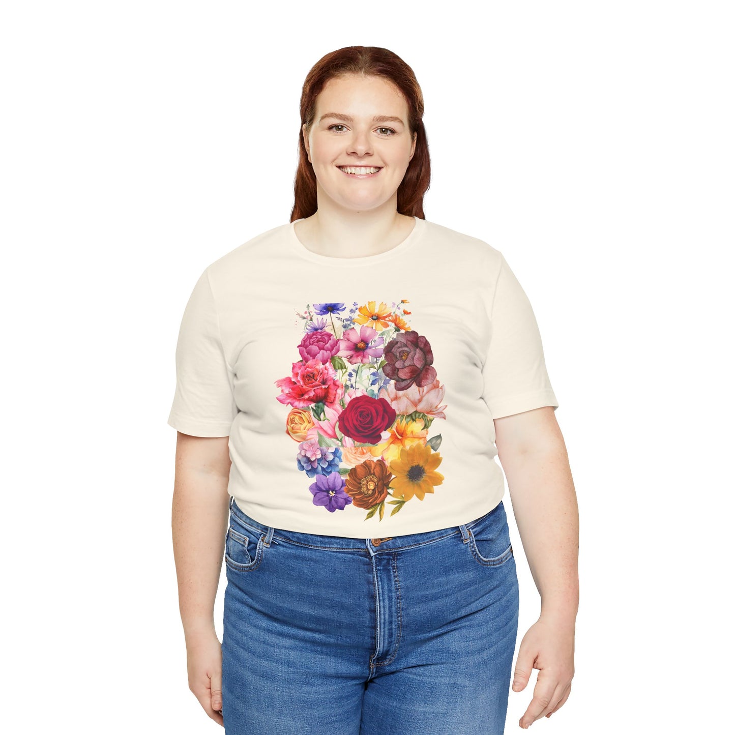 Floral Print  Jersey Tee – Vintage Botanical Graphic T-Shirt