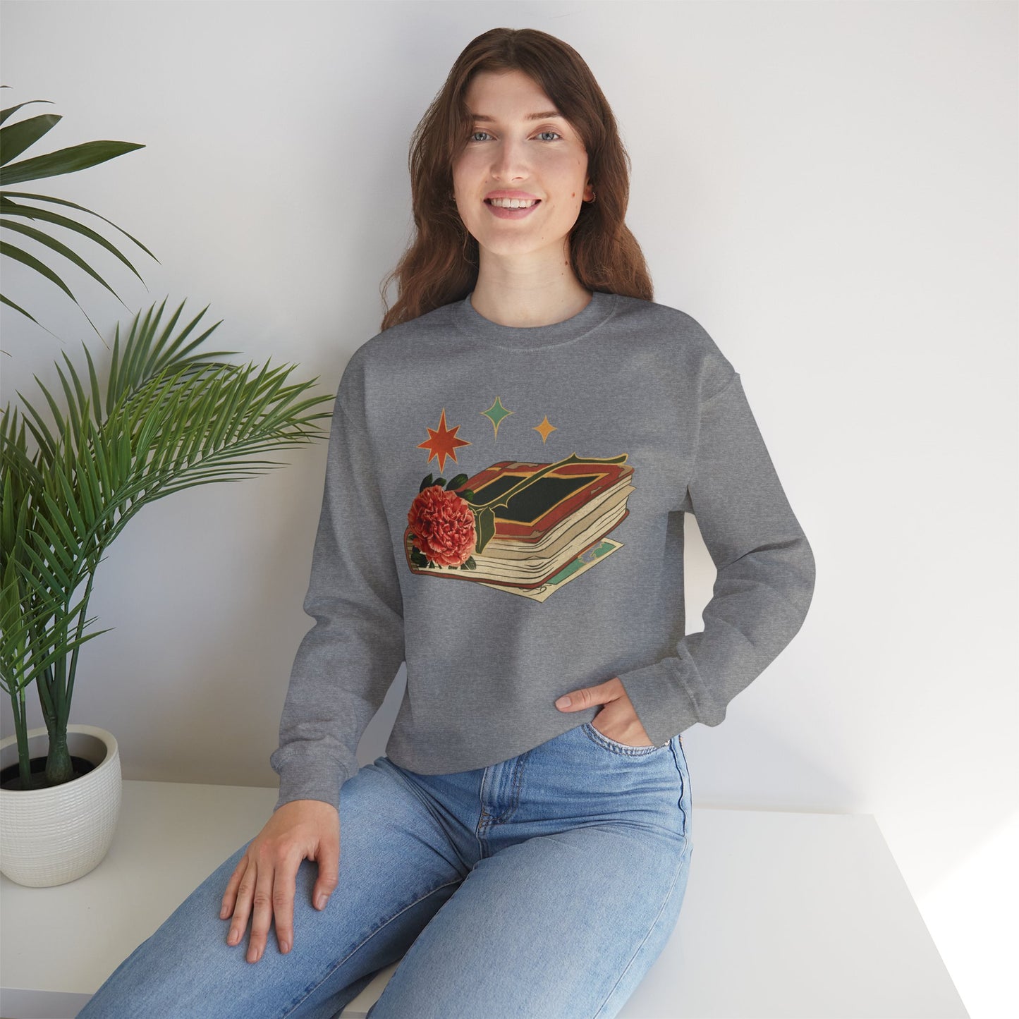 Cozy Book Lover's Sweatshirt - Vintage Floral Design