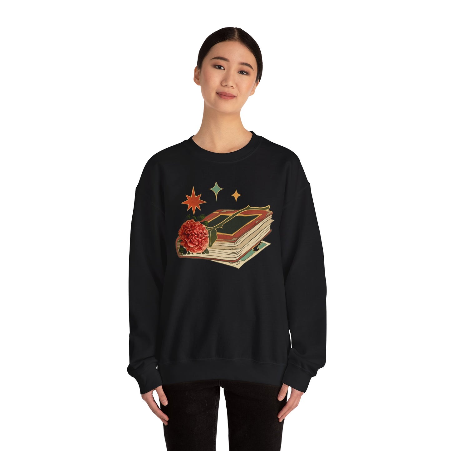 Cozy Book Lover's Sweatshirt - Vintage Floral Design